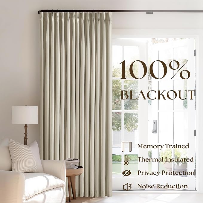 Burlywood Birch Blackout Pleated Linen Curtains 108 Inches Long 2 Panels | - Image 3