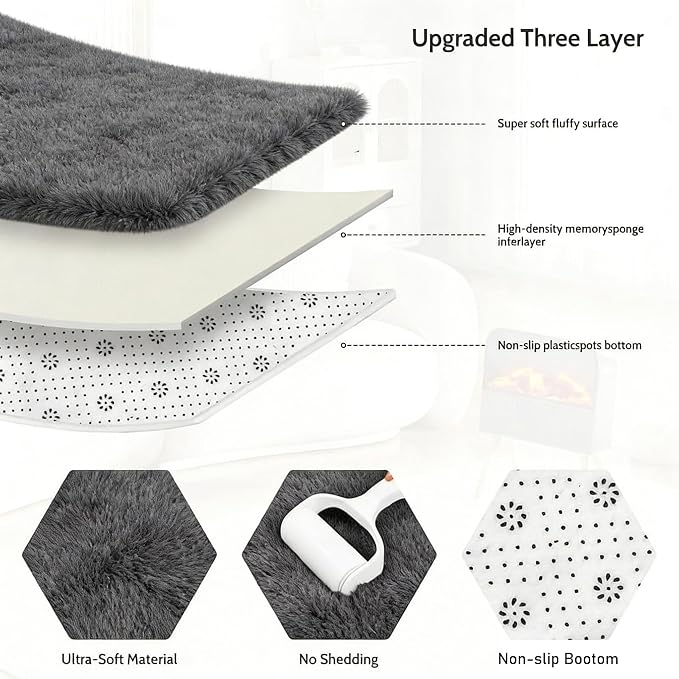 8x10 Area Rug Fluffy Shaggy Ultra Soft Faux Fur Non-Slip Machine Washable Carpet - Image 6