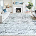 10x14 Washable Area Rug for Living Room Bedroom: Non-Slip Modern Black Grey | by Oriannal