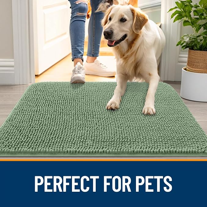 OLANLY Dog Door Mat for Muddy Paws 54x24, Super Absorbent Chenille Mud Mat | - Image 6