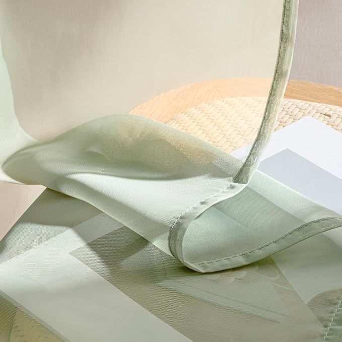 MIULEE Sage Green Sheer Curtains 84 Inches Long 4 Panels 54 x 84 Inches | Light - Image 7