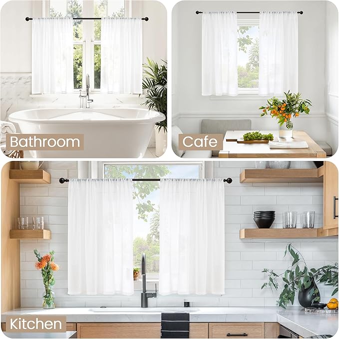 BGment Short White Curtains 40 Inch Length - Image 2
