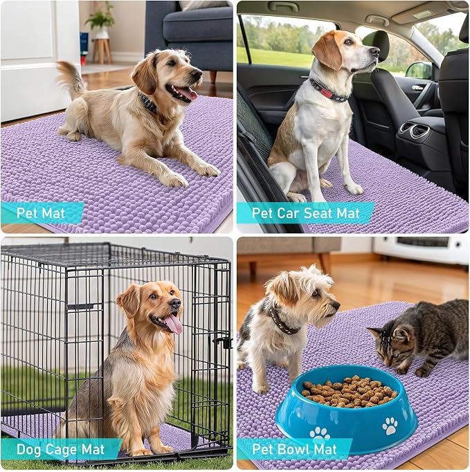 OLANLY Dog Door Mat for Muddy Paws 59x35, Super Absorbent Chenille Mud Mat | - Image 7