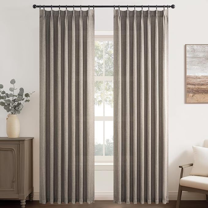 Topfinel 120 Inch Curtains 2 Panels Set, Two Packs Pinch Pleat Back Tab Linen - Image 9