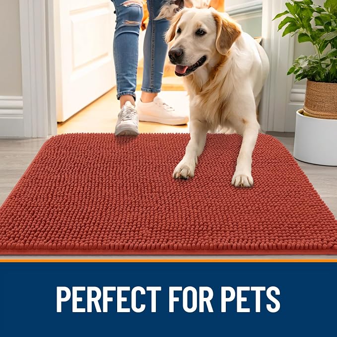 OLANLY Dog Door Mat for Muddy Paws 70x32, Super Absorbent Chenille Mud Mat | - Image 6