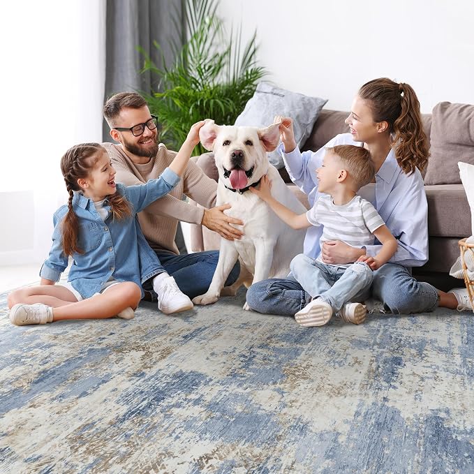 Aelenmu 6x9 Area Rugs for Living Room Bedroom Dining Room Washable Blue | Soft - Image 8