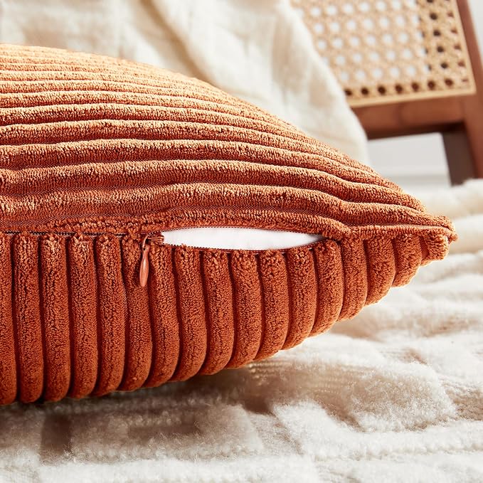 Fancy Homi Set of 2 Burnt Orange Lumbar Decorative Throw Pillow Covers 20x28 - Image 4