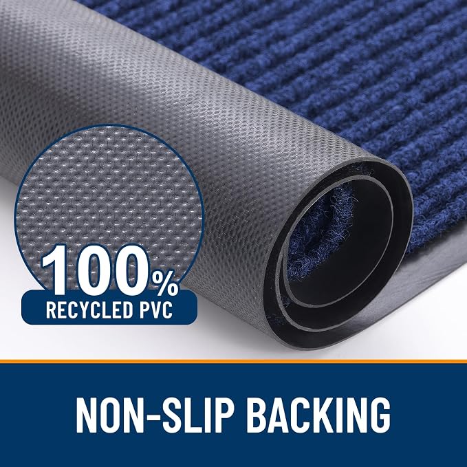 OLANLY Front Door Mat 59x40, Waterproof Heavy-Duty Indoor Outdoor Doormat | Blue - Image 3