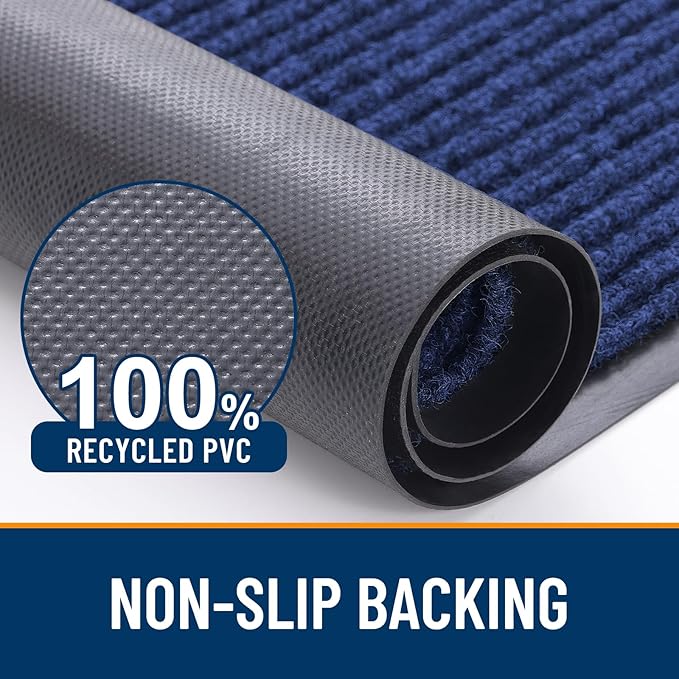 OLANLY Front Door Mat 47x17, Waterproof Heavy-Duty Indoor Outdoor Doormat | Blue - Image 3