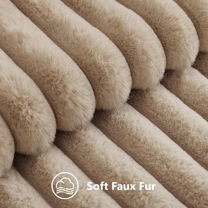 decorUhome Fall Faux Fur Throw Pillow Covers 12x12 Set of 2 Khaki Brown | - Image 2