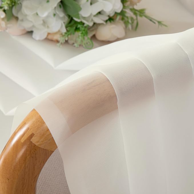 Ivory Sheer Curtain Panels 72 Inch Length, Light Filtering Window Curtain - Image 7