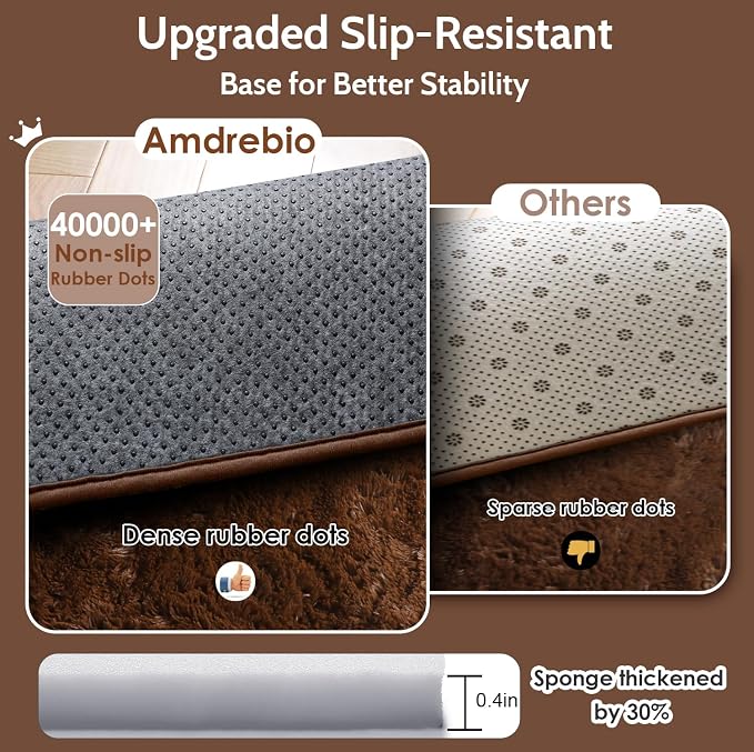 Amdrebio Chocolate Brown Furry Area Rug 5x7 - Image 6