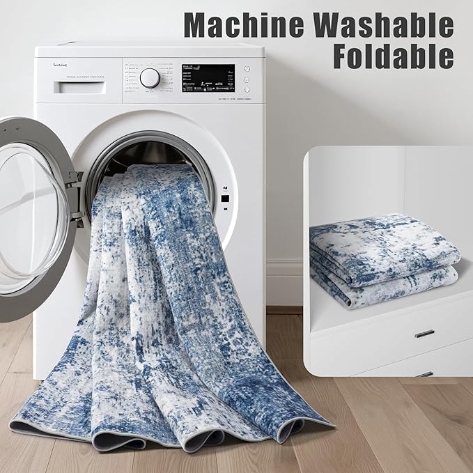 9x12 Area Rug Living Room Rug: Washable Modern Abstract Soft Thin Rug Indoor - Image 6