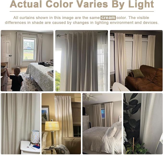 Linen Textured Total Blackout Sliding Door Curtains 84 Inches Long, Oatmeal | - Image 9