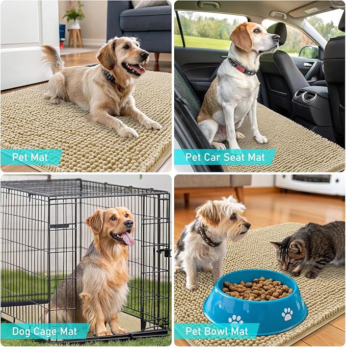 OLANLY Dog Door Mat for Muddy Paws 36x24, Super Absorbent Chenille Mud Mat | - Image 7
