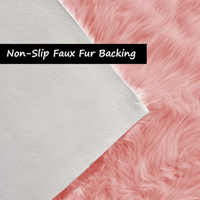 Goolela Pink Area Rug 5x8 Fluffy Fuzzy Furry Carpet - Image 4