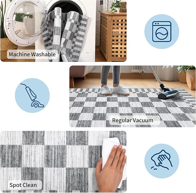 GarveeHome 2x12 Checkered Kitchen Runner Rug - Image 7