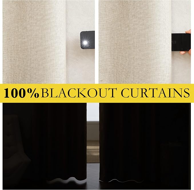 NICETOWN Full Shade Curtain Panels, 62 x 63 inch, Pair of Energy Smart & Noise - Image 2