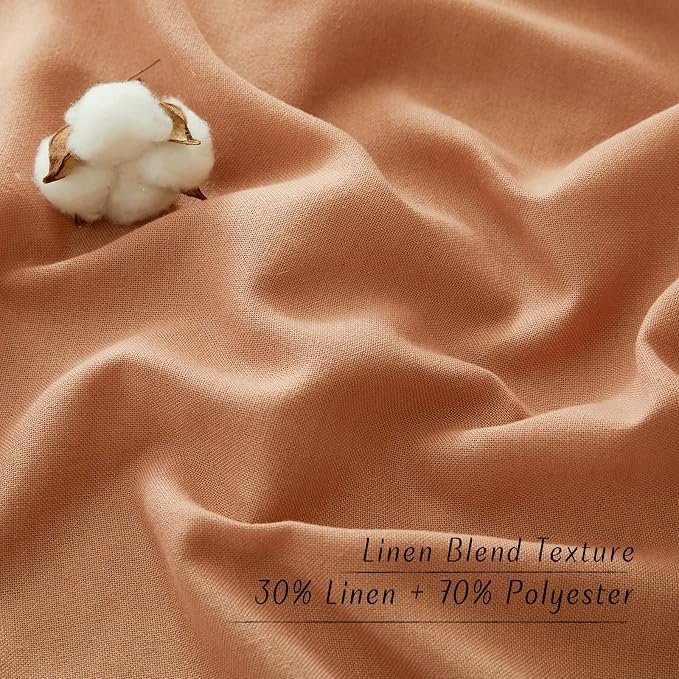 NICETOWN Linen Curtains 84 inch Length 2 Panels Burnt Orange, Grommet Privacy - Image 4