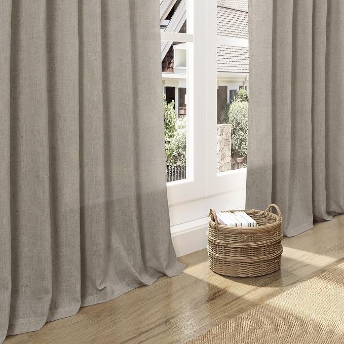 Grey Beige Curtains 102 Inches Long - Image 5