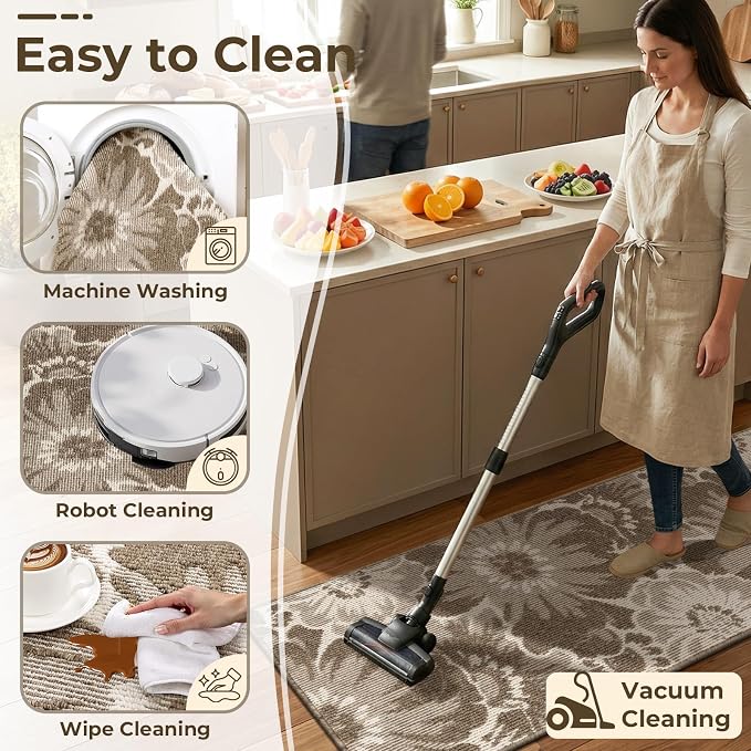 Findosom Washable Area Rug 3x5, Non Slip High-Low Textured Floral Rugs - Image 5