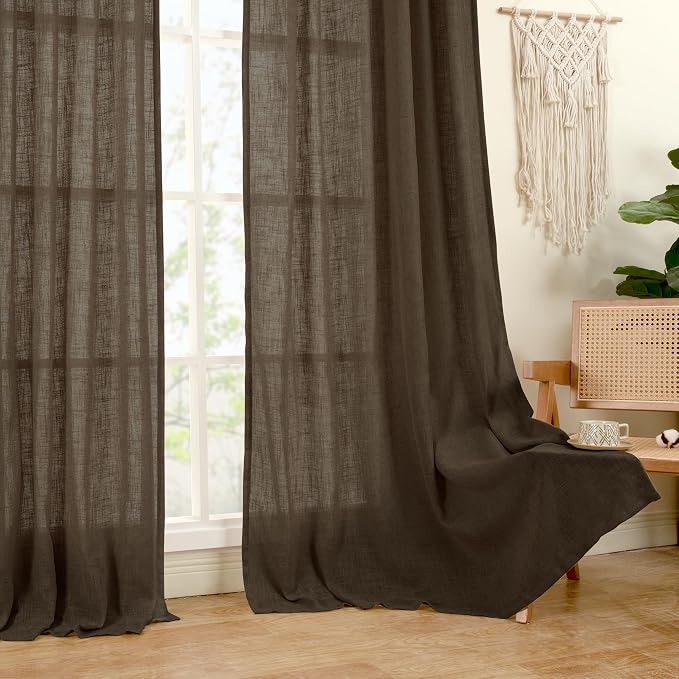 Linen Curtains 63 Inch Length 2 Panels - Image 9
