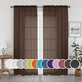 Sheer Chocolate Curtains, Sheer Curtains 84 inch Length 2 Panels Set, Rod by OWENIE