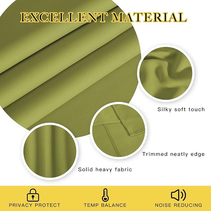 NICETOWN Fresh Green Blackout Curtains 84 inch Length, Grommet Top Room - Image 2