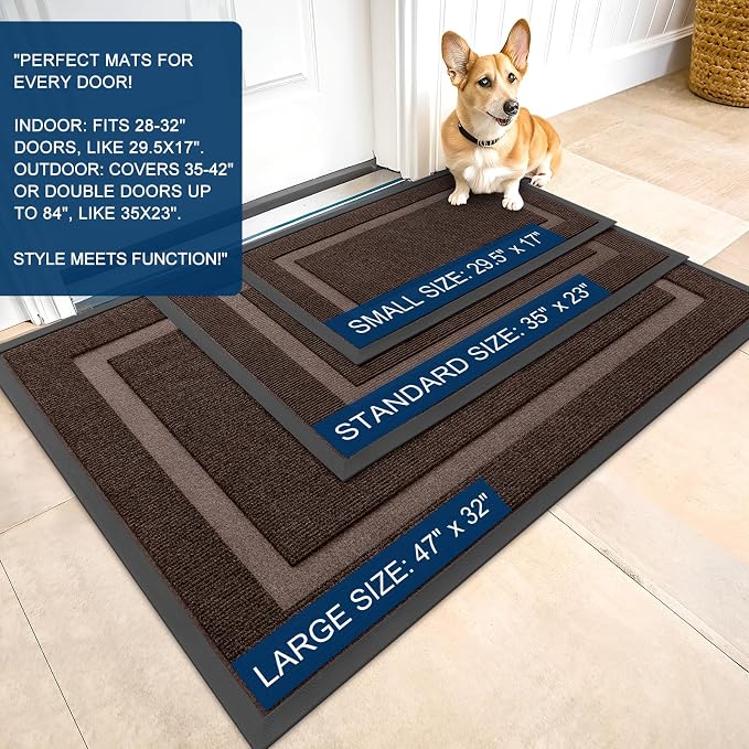 OLANLY Front Door Mat Outside 33x21, All-Season Heavy-Duty Rubber Doormat | - Image 2