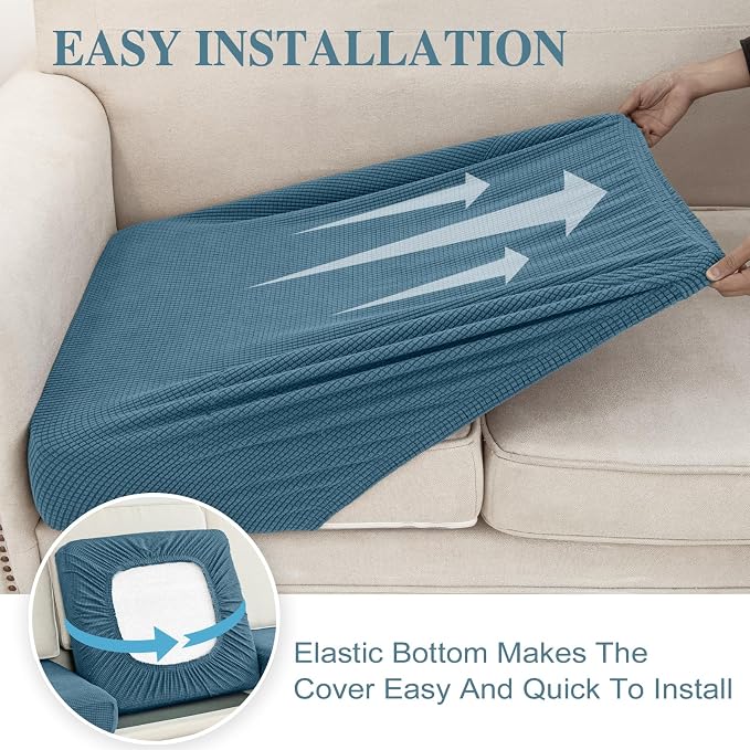 LA MEACK Couch Cushion Cover Seat Cushion Cover Stretch Armchair Cover Separate - Image 5