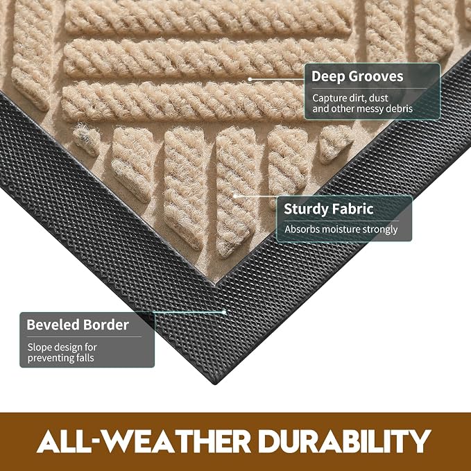 Front Door Mat, Heavy Duty Waterproof Doormat 31.5"x20", Stain Fade Resistant - Image 2