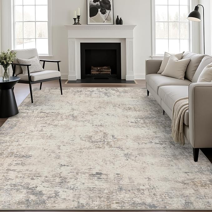 6x9 Area Rug Living Room: Modern Washable Soft Carpet Brown Beige | by FXRHLP