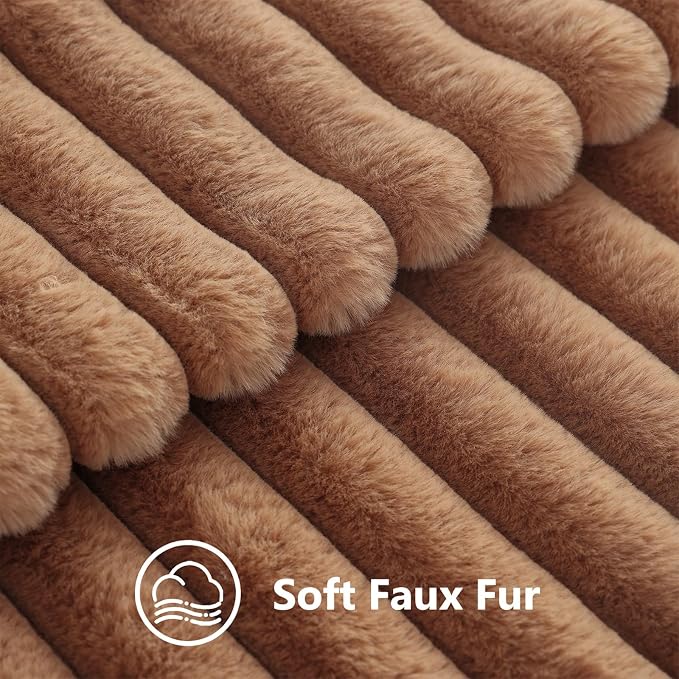 decorUhome Fall Faux Fur Throw Pillow Covers 22x22 Set of 2 Brown | Decorative - Image 3