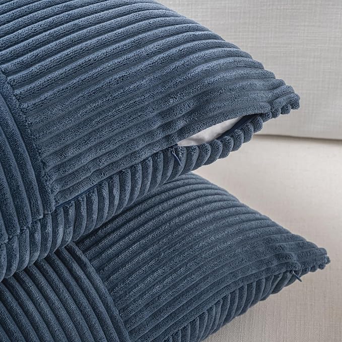 Fancy Homi 2 Packs Dusty Blue Euro Decorative Throw Pillow Covers 26x26 Inch - Image 4