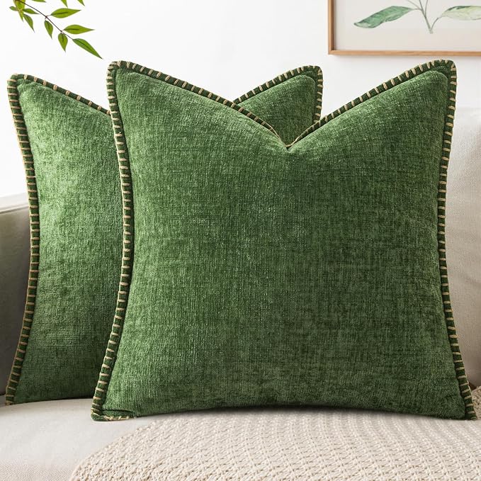 MIULEE Decorative Couch Throw Pillow Covers 16x16 Inch Forest Green 2 Pack | by MIULEE