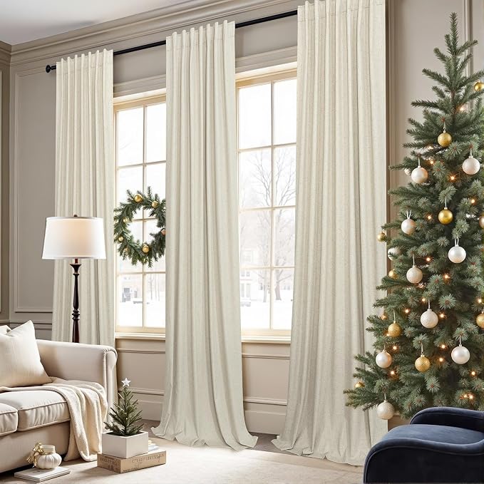 Darkening Curtains for Bedroom 72 Inch Length 2 Panels Coastal Linen Textured - Image 3