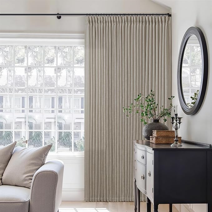 Burlywood Birch Linen Sheer Pleated Curtains 120 Inches Long 70 Inch Wide | - Image 6