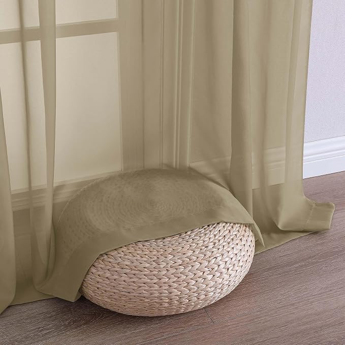 Chyhomenyc Taupe Sheer Curtains 84 Inches Long 2 Panels, Light Filtering Taupe - Image 8