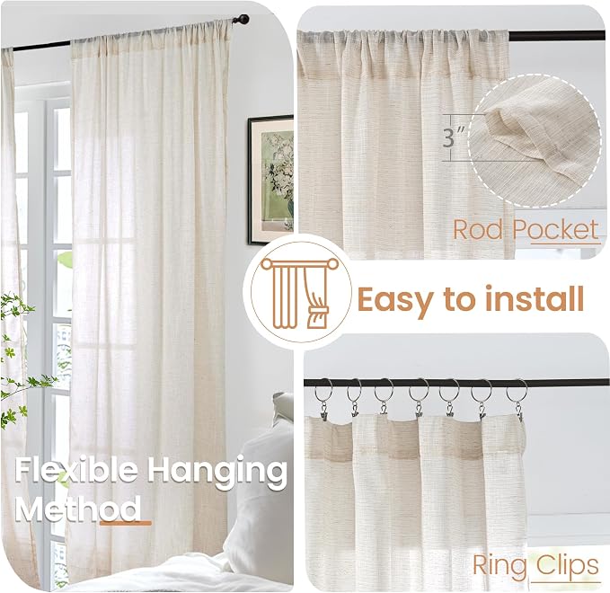 BGment Long Linen Curtains 102 Inch Length - Image 6