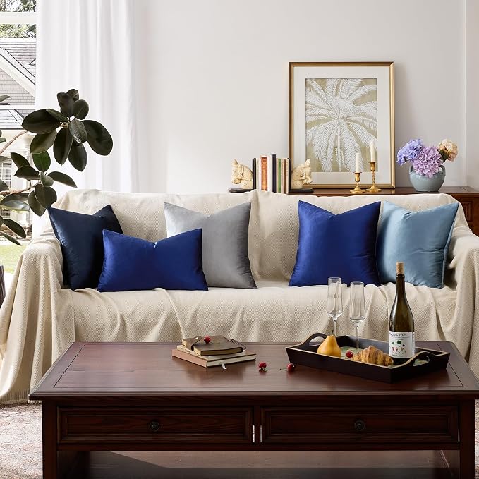 GIGIZAZA Royal Blue Velvet Throw Pillow Covers 24x24 Pack of 2 | Decorative - Image 8