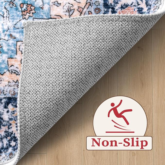 SERISSA 6ft Washable Non Slip Round Boho Area Rug - Image 4