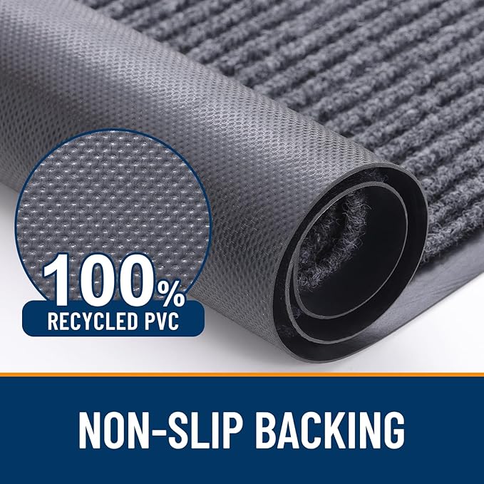 OLANLY Front Door Mat 71x47, Waterproof Heavy-Duty Indoor Outdoor Doormat | Grey - Image 3