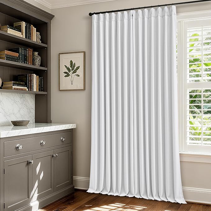 Snow White Pleated Linen 100% Blackout Curtains 102 Inches Long | Pinch Pleat - Image 7