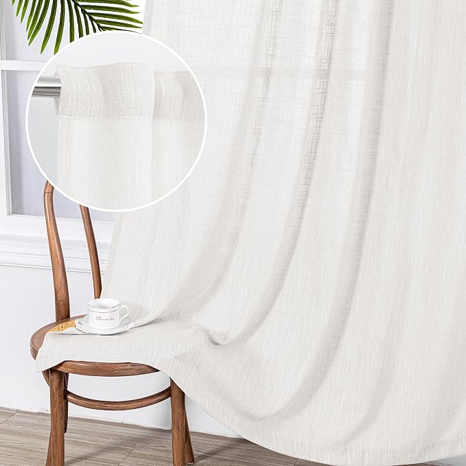 MYSKY HOME Short Curtains for Bedroom Small Windows, Light Filtering Sheer - Image 9