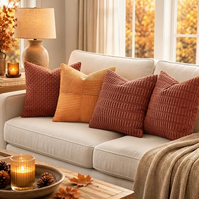 MIULEE Fall Decorative Throw Pillow Covers 16x16 Dark Rust Pack of 2 | - Image 3