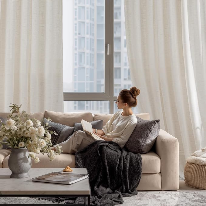 RYB HOME Linen Semi Sheer Curtains - Image 7
