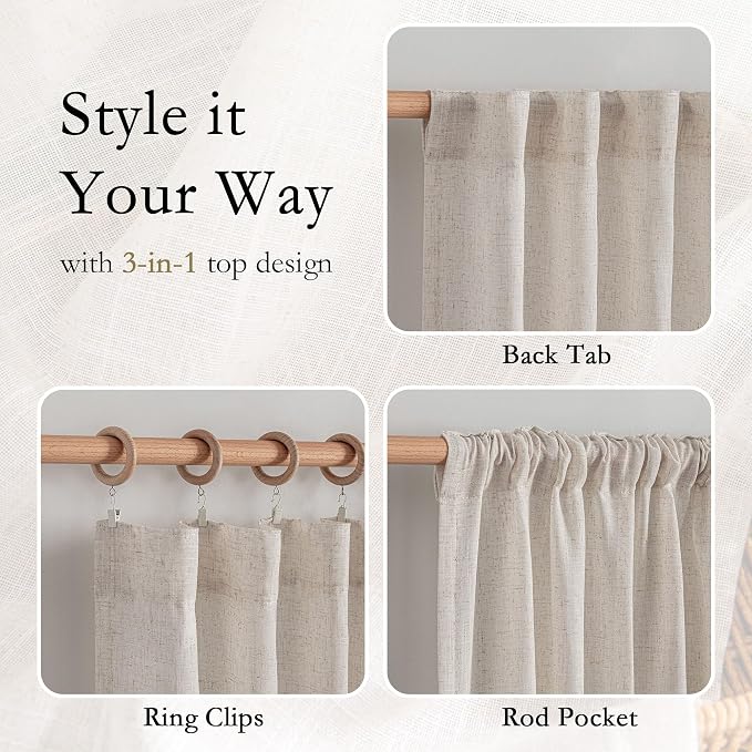MYSKY HOME Extra Long Linen Curtains - Image 4