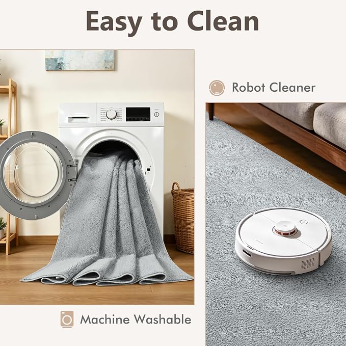 3x5 Light Grey Solid Area Rug Washable Non-Slip Soft - Image 7
