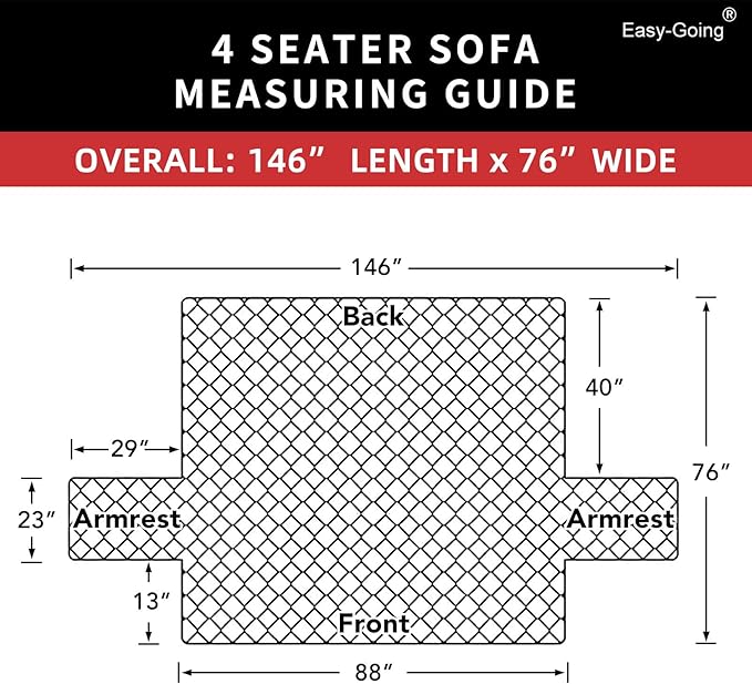 Easy-Going Reversible Couch Cover, 4 Seater Sofa, XX-Large Sofa, Wine/Beige | - Image 7