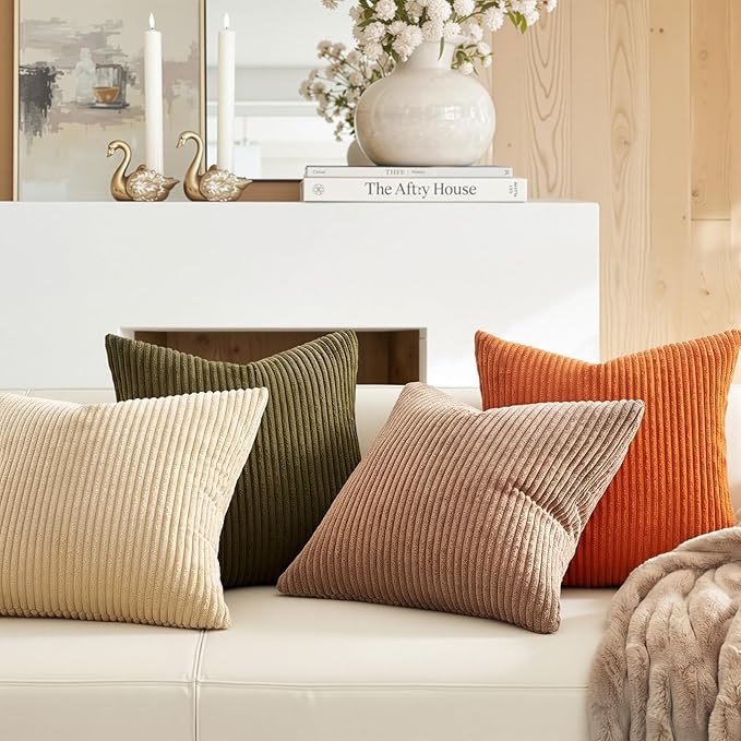 Topfinel Boho Rust OliveGreen Throw Pillow Covers 16x16 Inch Set of 4 Mordern - Image 3